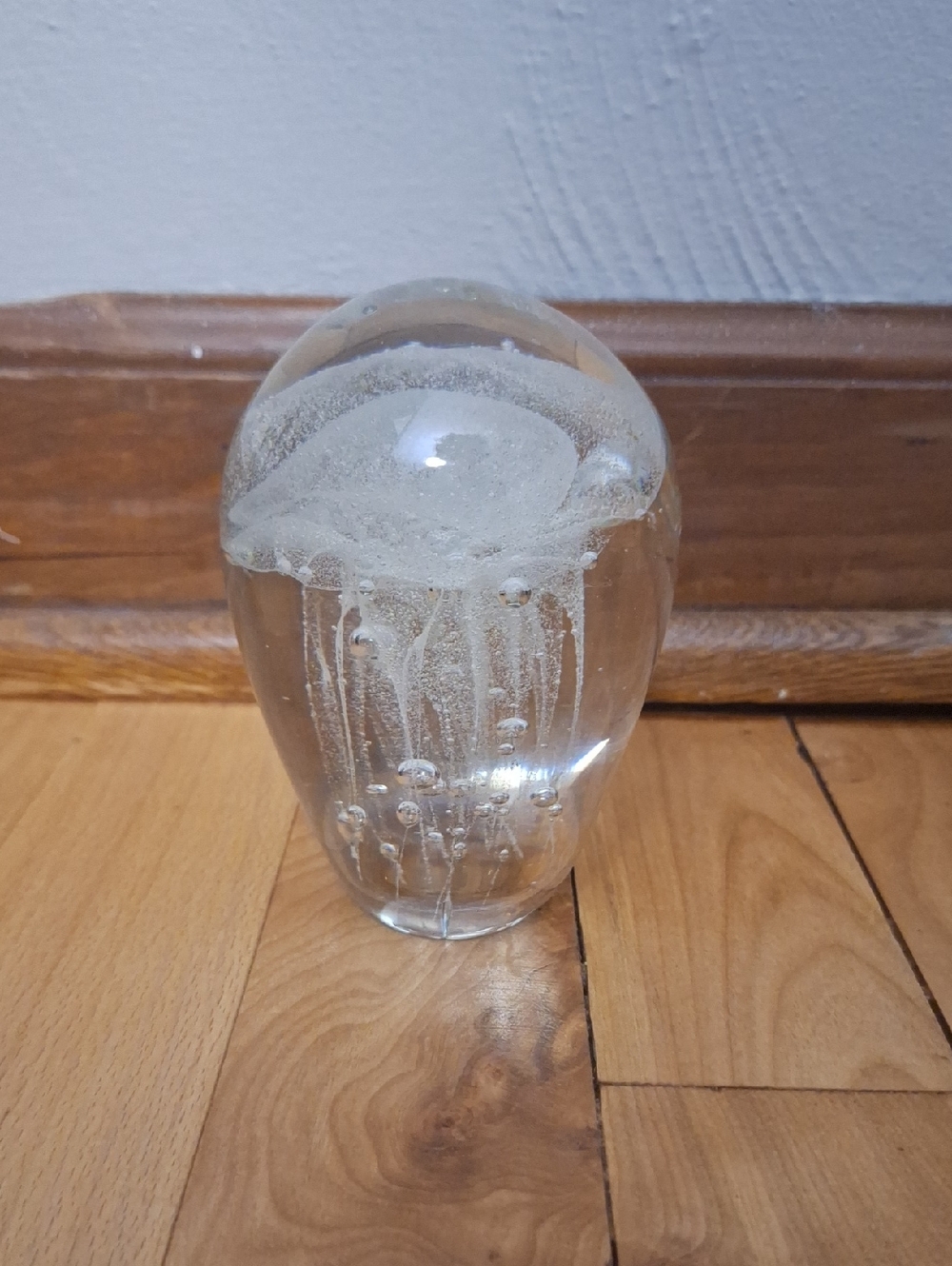 Clear Glass Paperweight with Internal Bubbles